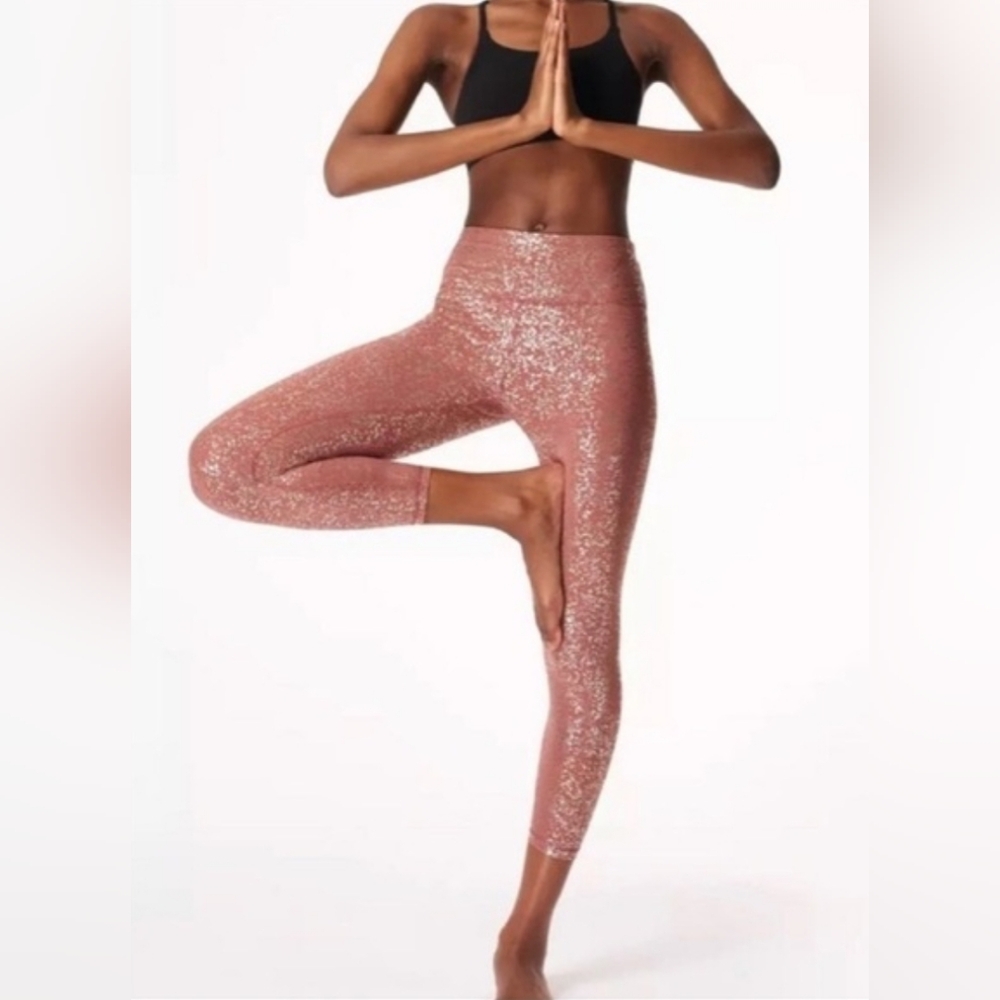 Sweaty Betty Goddess 7/8 Foil Leggings Size S Pink